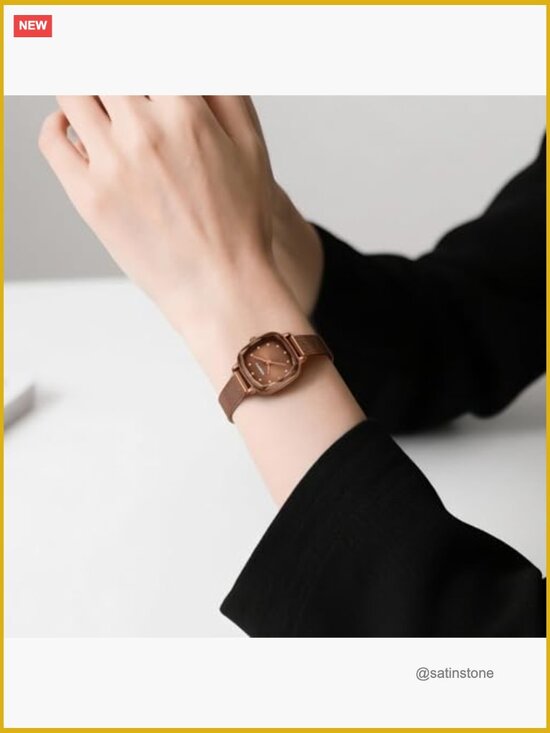 Square Faceted Crystal Watch with Mesh Band - Quartz Stainless Steel Bracelet main image 6